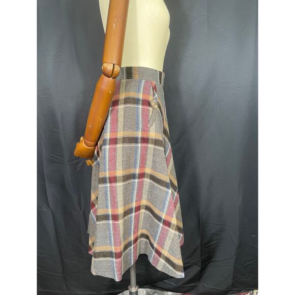 Vintage Plaid Midi Skirt, From the 70's, Fanny Fitz, High Waist, A-Line - Picture 5 of 7
